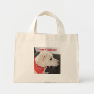 Cute Sweet White Puppy Dog Christmas Mini Tote Bag