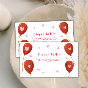Cute Sweetheart Balloon Diaper Raffle Baby Shower Enclosure Card