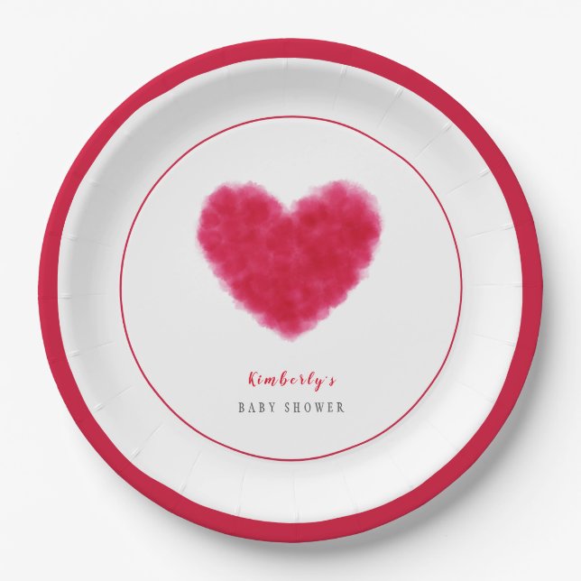 Cute Sweetheart Frame Valentines Baby Shower Paper Plate (Front)