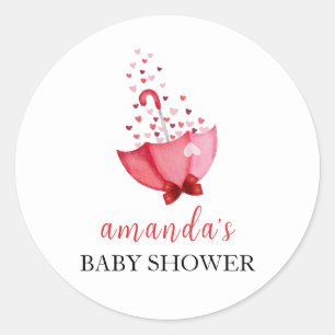 Cute Sweetheart Umbrella Bow Baby Shower Classic Round Sticker