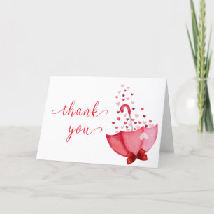 Cute Sweetheart Umbrella Bow Baby Shower Thank You Card