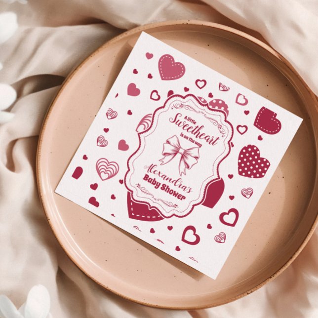 Cute Sweetheart Valentine's Day Baby Shower Napkin (Creator Uploaded)