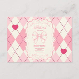 Cute Sweetheart Valentine's Day  Diapper Raffle  Enclosure Card