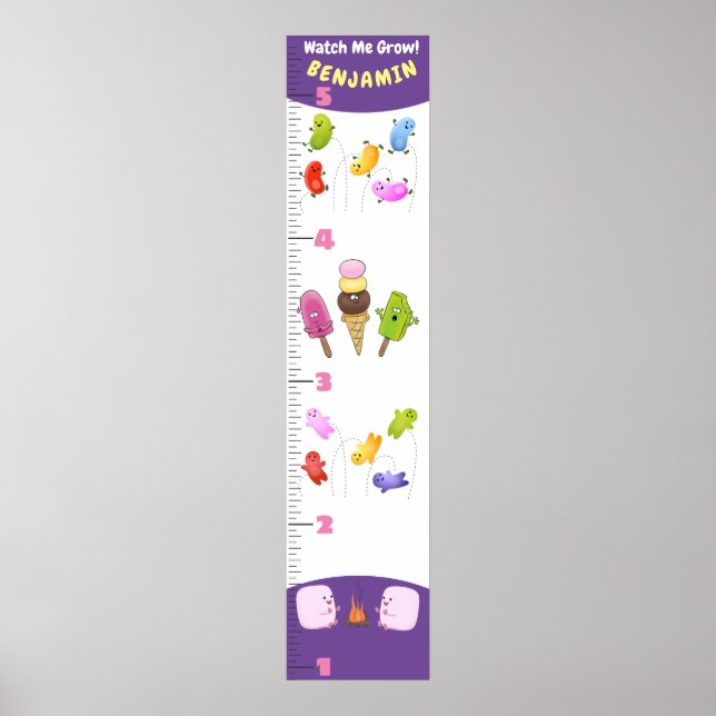 Cute sweets treats cartoon growth chart (Front)