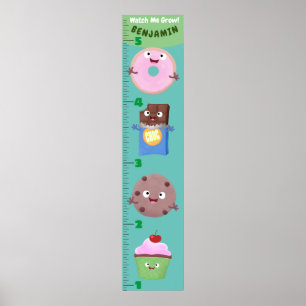 Cute sweets treats cartoon growth chart