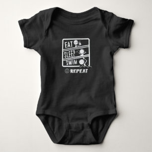 Cute Swimmer Design - Eat Sleep Swim Repeat Baby Bodysuit