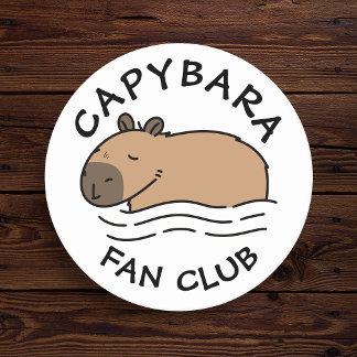 Cute Swimming Capybara Personalised Round Paper Coaster