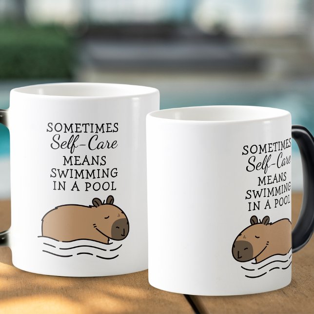 Cute Swimming Capybara Self Care Magic Mug (Creator Uploaded)