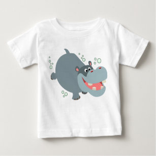 Cute Swimming Cartoon Hippo Baby T-Shirt