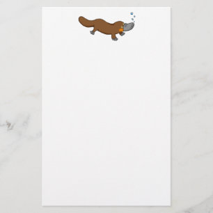 Cute swimming duck-billed platypus stationery