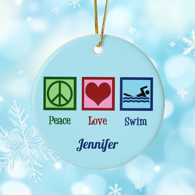 Cute Swimming - Peace Love Swim Ceramic Tree Decoration (Creator Uploaded)