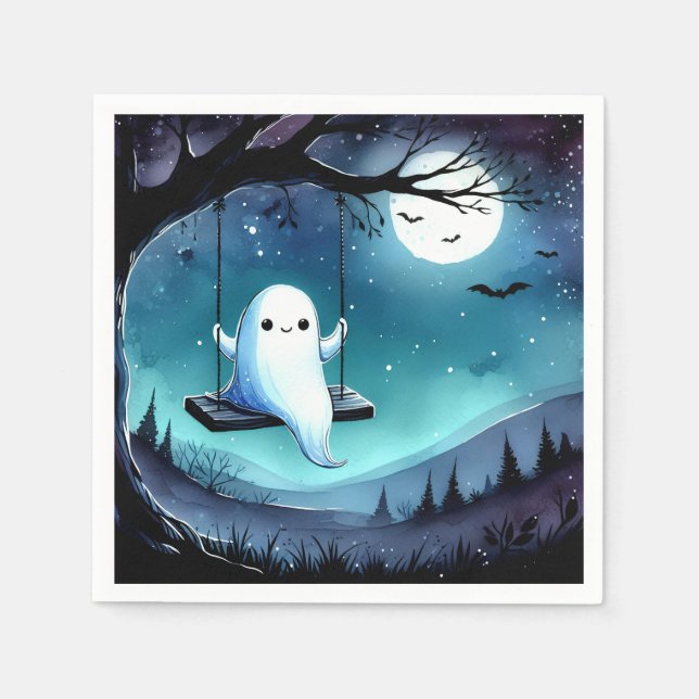 Cute Swinging Ghost Napkin (Front)
