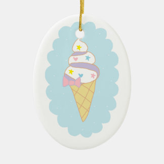 Cute Swirl Ice Cream Cone Ceramic Tree Decoration