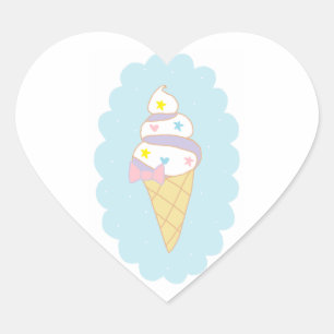 Cute Swirl Ice Cream Cone Heart Sticker