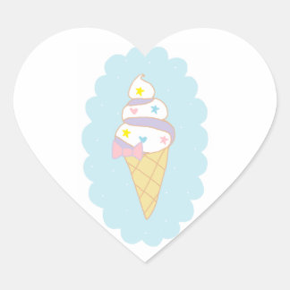 Cute Swirl Ice Cream Cone Heart Sticker