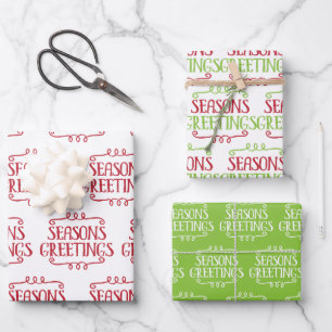 Cute Swirly Season's Greetings Ornament Christmas Wrapping Paper Sheet