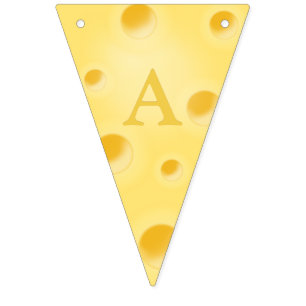 Cute Swiss Cheese Wedges Custom Lettering Bunting