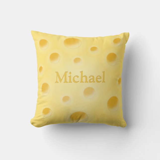 Cute Swiss Cheese With Holes Personalised Cushion (Front)