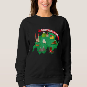 Cute Swiss Map Switzerland Graphic Svizzera Schwei Sweatshirt