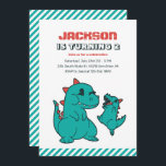 Cute T-rex Baby Dinosaur And Mum Kids Birthday Invitation<br><div class="desc">Cute design for kids,  boys or girls who love dinosaur,  dino cartoon,  T-rex and other dinosaur species. Perfect for Jurassic theme birthday party. You can customise the wording to fit other occasions.</div>