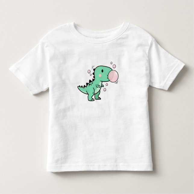 Cute T-Rex Blowing Bubble Gum for Kids Birthday Toddler T-Shirt (Front)