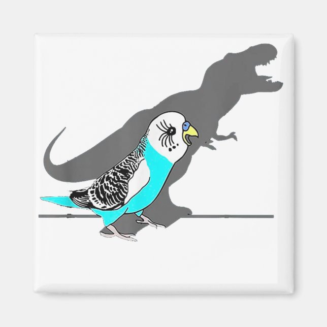 Cute T-rex Blue Budgie Funny Birb memes Screaming Magnet (Front)