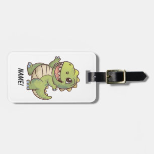 Cute t rex dinosaur cartoon luggage tag