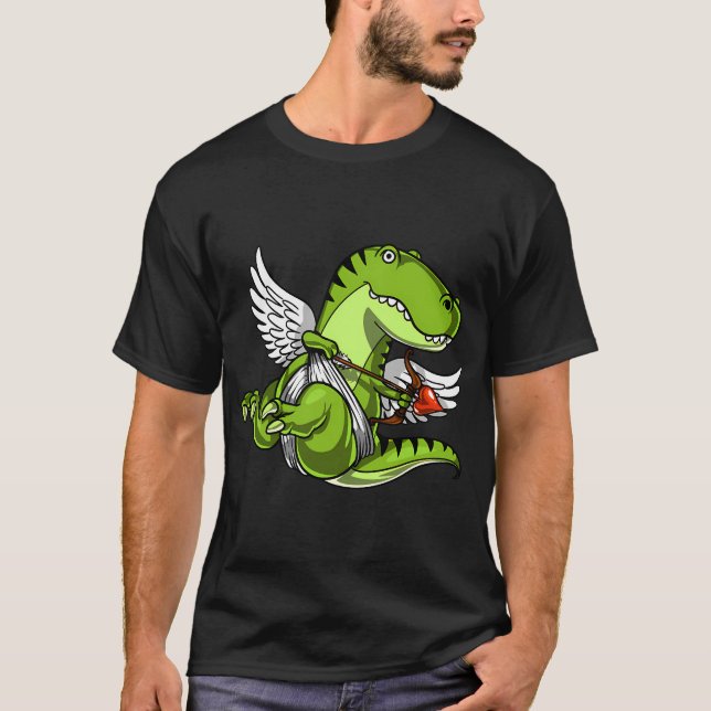 Cute T-Rex Dinosaur Cupid T-Shirt (Front)