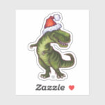 Cute T-Rex in a Santa Hat<br><div class="desc">Festive Tyrannosaurus Rex is a must for dinosaur lovers who want to spread holiday smiles. This fun silhouette sticker features our cute TRex dino all decked out for the holidays wearing a red Santa hat. Ho! Ho! Rawr!</div>