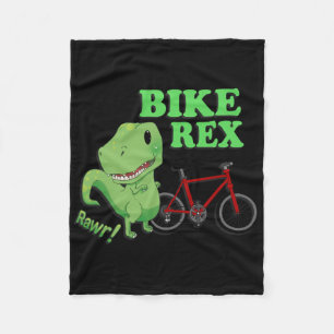Cute T-rex Mountain Bike Dinosaur . Mtb Biking Tee Fleece Blanket