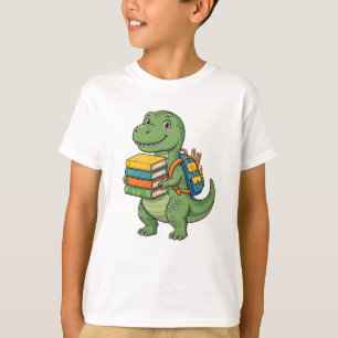 Cute T-Rex Student - Back To School Backpack Books T-Shirt