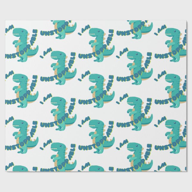 Cute T-REX with motivational quote Wrapping Paper (Flat)