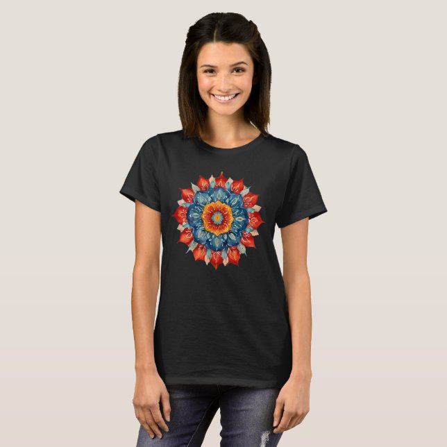 Cute T-shirt Mandala Colorful Design  (Front Full)