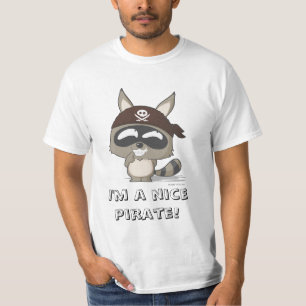 Cute T-shirt pirate racoon cartoon character tee