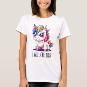 Cute T-shirt with evil unicorn design