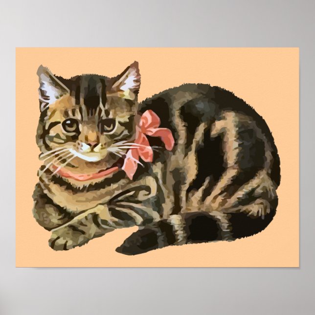 Cute Tabby Calico Cat / Kitten Poster (Front)