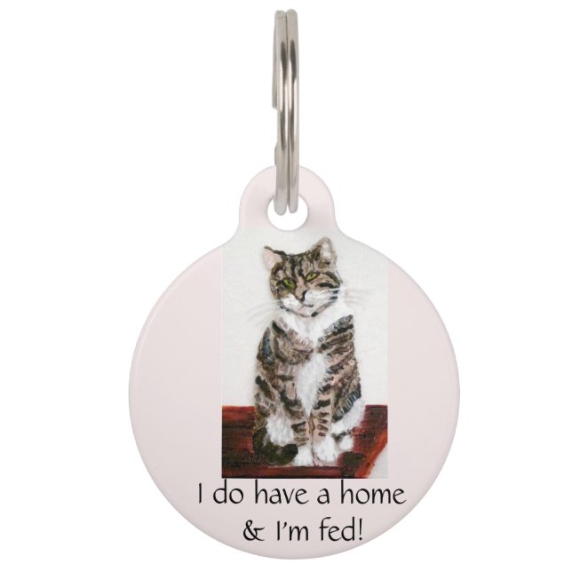 Cute Tabby Cat Art Pet Tag (Front)