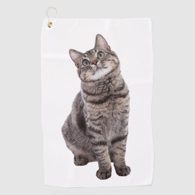Cute Tabby Cat Golf Towel (Front)
