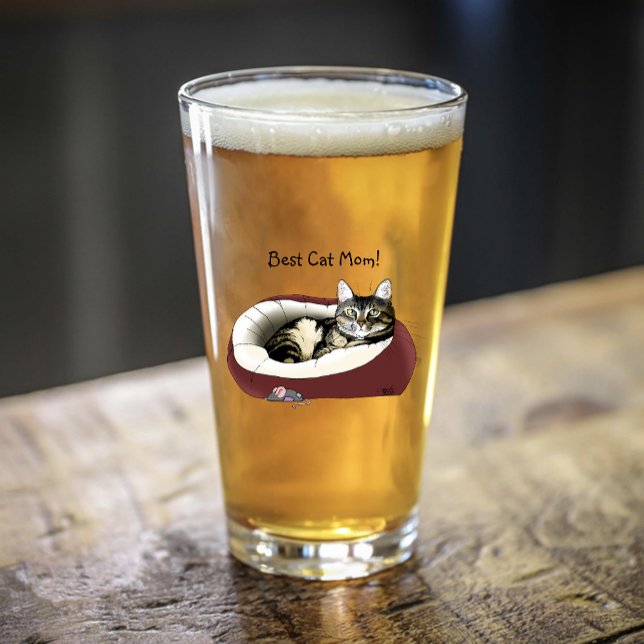 Cute Tabby Cat Green Mother’s Day Glass (Creator Uploaded)