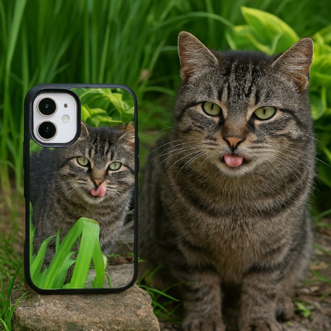 Cute Tabby Cat Kiss iPhone 16 Case (AI generated mockup by sgolis)