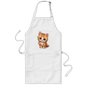 Cute Tabby Cat Long Apron