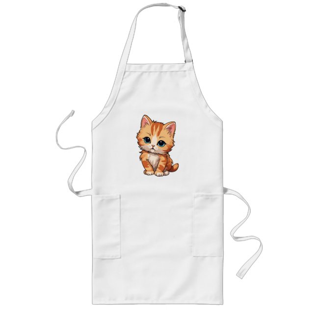 Cute Tabby Cat Long Apron (Front)