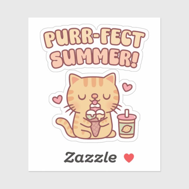 Cute Tabby Cat Loves Eating Ice Cream (Sheet)