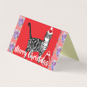 Cute Tabby Cat Merry Catsmus Christmas Card set