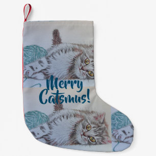 Cute Tabby Cat Merry Catsmus Christmas Stocking