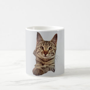 Cute Tabby Cat Paws Crossed Funny Coffee Mug