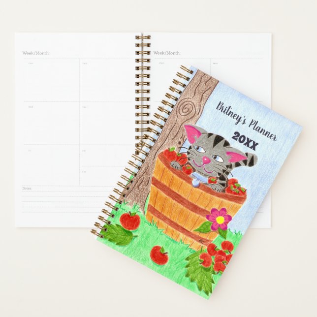 Cute Tabby cat personalised planner (Display)