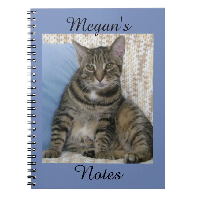 Cute Tabby Cat Photo Personalised Name Notebook (Front)