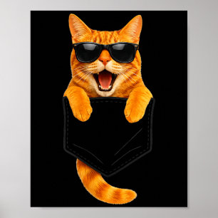 Cute tabby cat pocket funny cat mum cat dad cat poster