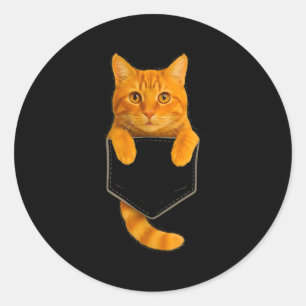 Cute Tabby Cat Pocket Funny Gifts Cat Mom Cat Dad Classic Round Sticker